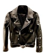 Kurtka skórzana Elite Chrome Hearts Asymetryczna z zamkiem błyskawicznym