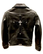 Kurtka skórzana Elite Chrome Hearts Asymetryczna z zamkiem błyskawicznym