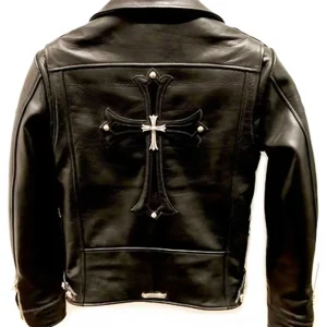 Kurtka skórzana Elite Chrome Hearts Asymetryczna z zamkiem błyskawicznym