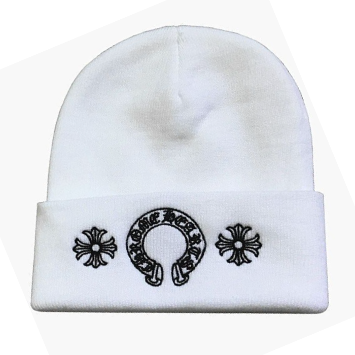Czapka beanie Chrome Hearts z trzema kwiatami – biała Czapka beanie Chrome Hearts z trzema kwiatami – biała