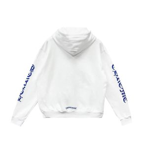 Bluza z kapturem Chrome Hearts Blue Scroll White z zamkiem błyskawicznym