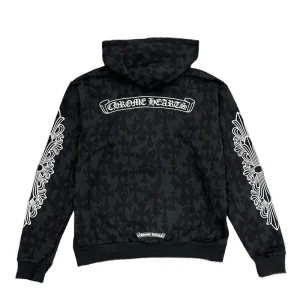 Bluza z kapturem zapinana na zamek z nadrukiem krzyża cmentarnego Chrome Hearts
