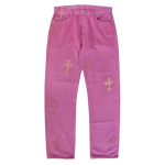 Jeansy Chrome Hearts Denim Pink