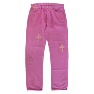 Jeansy Chrome Hearts Denim Pink