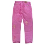 Jeansy Chrome Hearts Denim Pink
