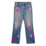 Jeansy damskie Chrome Hearts Denim Pink