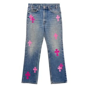 Jeansy damskie Chrome Hearts Denim Pink