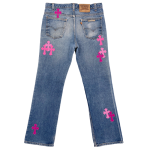 Jeansy damskie Chrome Hearts Denim Pink