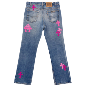 Jeansy damskie Chrome Hearts Denim Pink