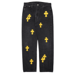 Dżinsy Chrome Hearts w kolorze postarzanego żółtego
