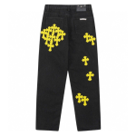 Dżinsy Chrome Hearts w kolorze postarzanego żółtego