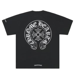 Koszulka z kieszonką i logo Chrome Hearts Horseshoe – czarna