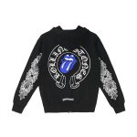 Bluza z kapturem i zamkiem błyskawicznym Chrome Hearts Rolling Stone Horseshoe Logo