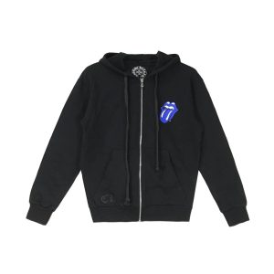 Bluza z kapturem i zamkiem błyskawicznym Chrome Hearts Rolling Stone Horseshoe Logo