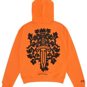 Bluza z kapturem Chrome Hearts Vine Dagger w kolorze pomarańczowym i czarnym