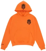 Bluza z kapturem Chrome Hearts Vine Dagger w kolorze pomarańczowym i czarnym