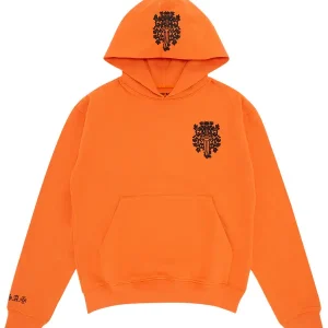 Bluza z kapturem Chrome Hearts Vine Dagger w kolorze pomarańczowym i czarnym